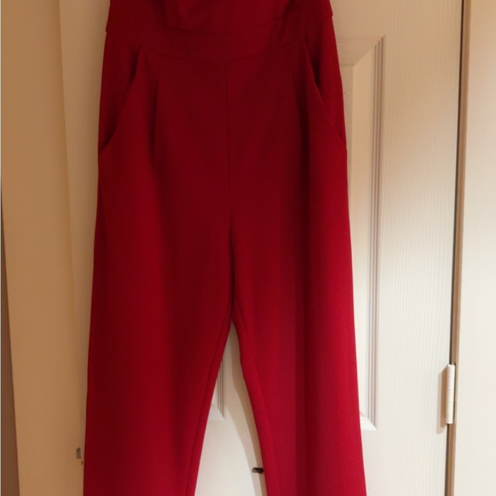 Lulu's Vibrant Red Wide Leg Jumpsuit